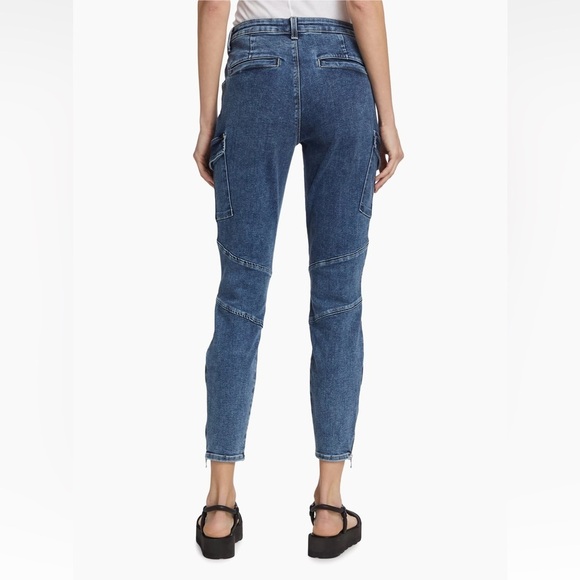 L’AGENCE Patton Skinny Cargo Jeans Solway Side Zip Mid Rise Moto Stretch - Picture 3 of 15
